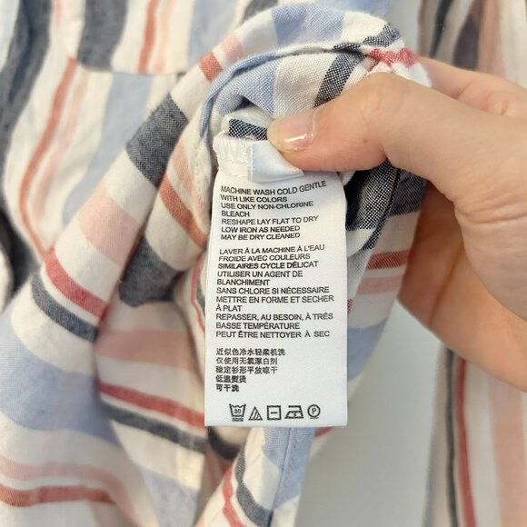 Anthropologie Maeve Multicolor Striped Linen Blend Button Down Shirt Size XS - Picture 8 of 10